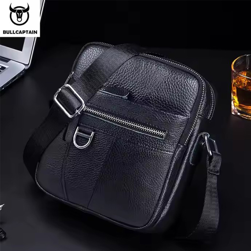 Leatherwork Wallet - BULLCAPTAIN Mens Leather Messenger Bag Retro