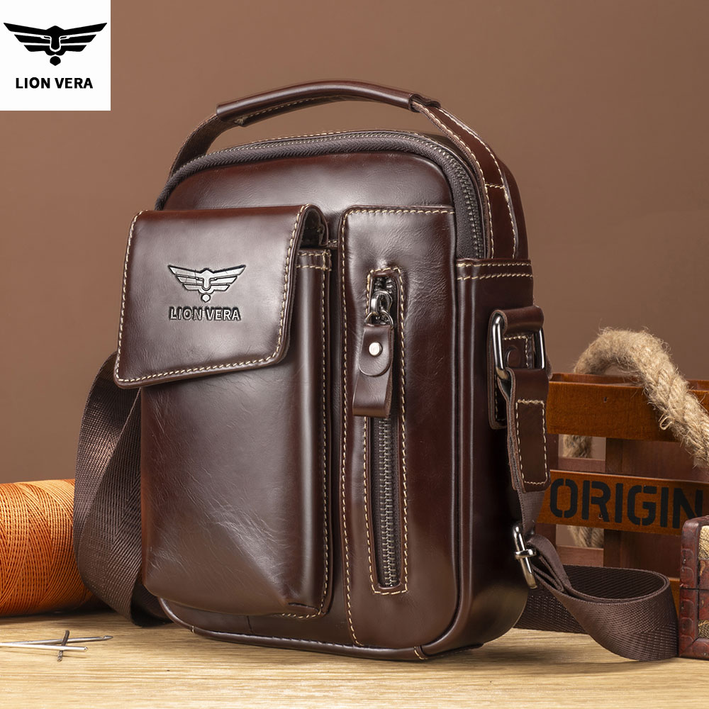 Leather Work Bag Men - LION VERA Men's Genuine Leather Shoulder