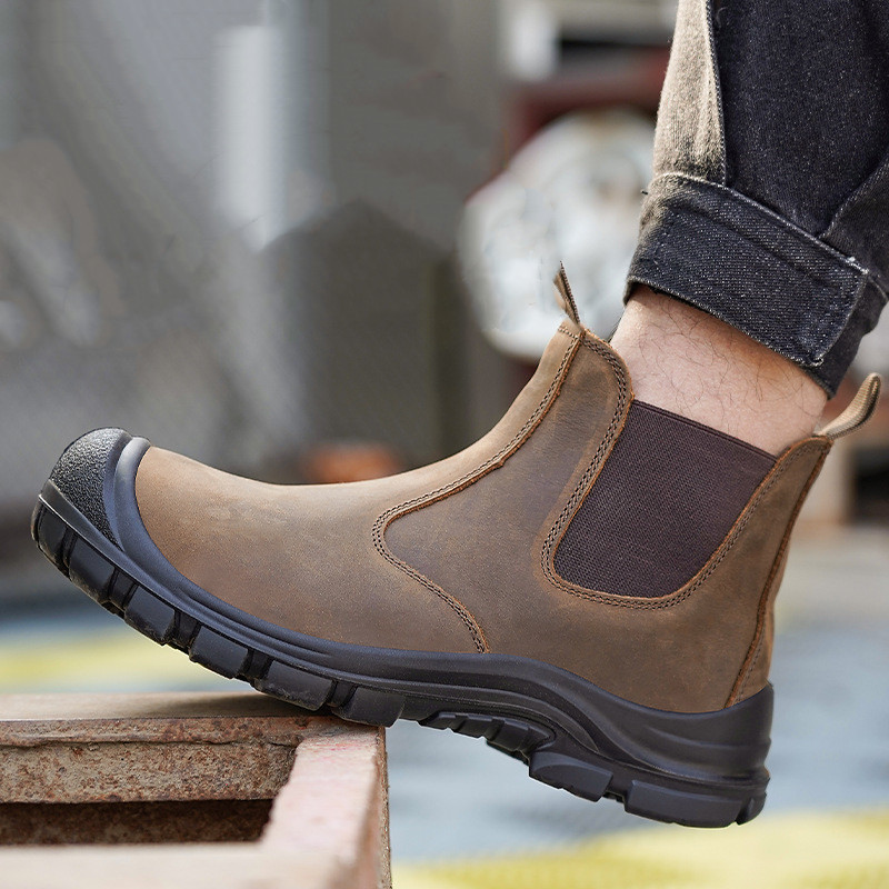 Leatherwork Boots - large size men's fashion steel toe
