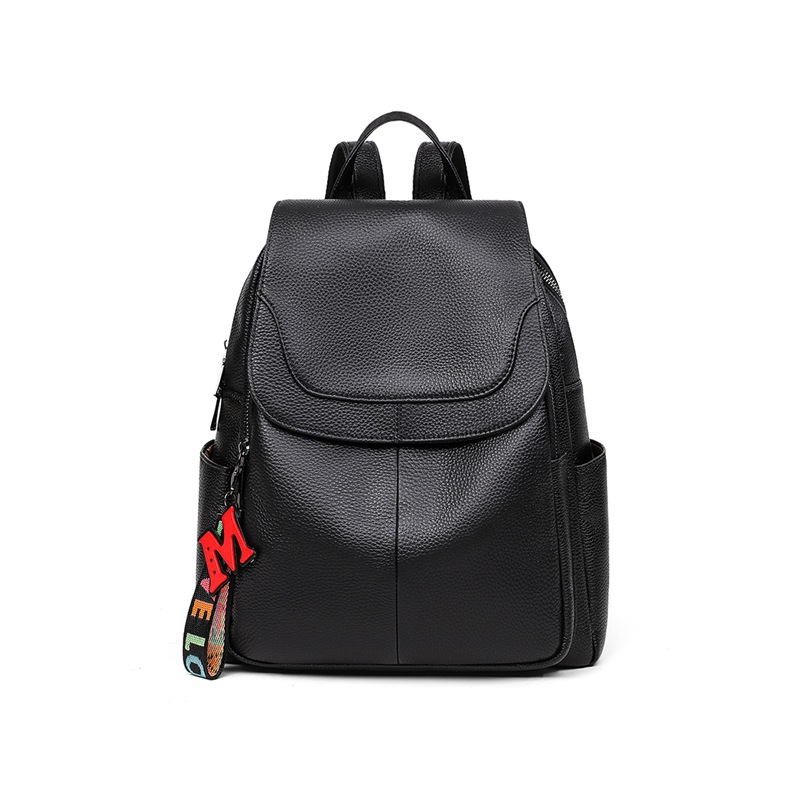 Leather Work Womens Backpack - Women Black Genuine Cowhide Leather Backpack