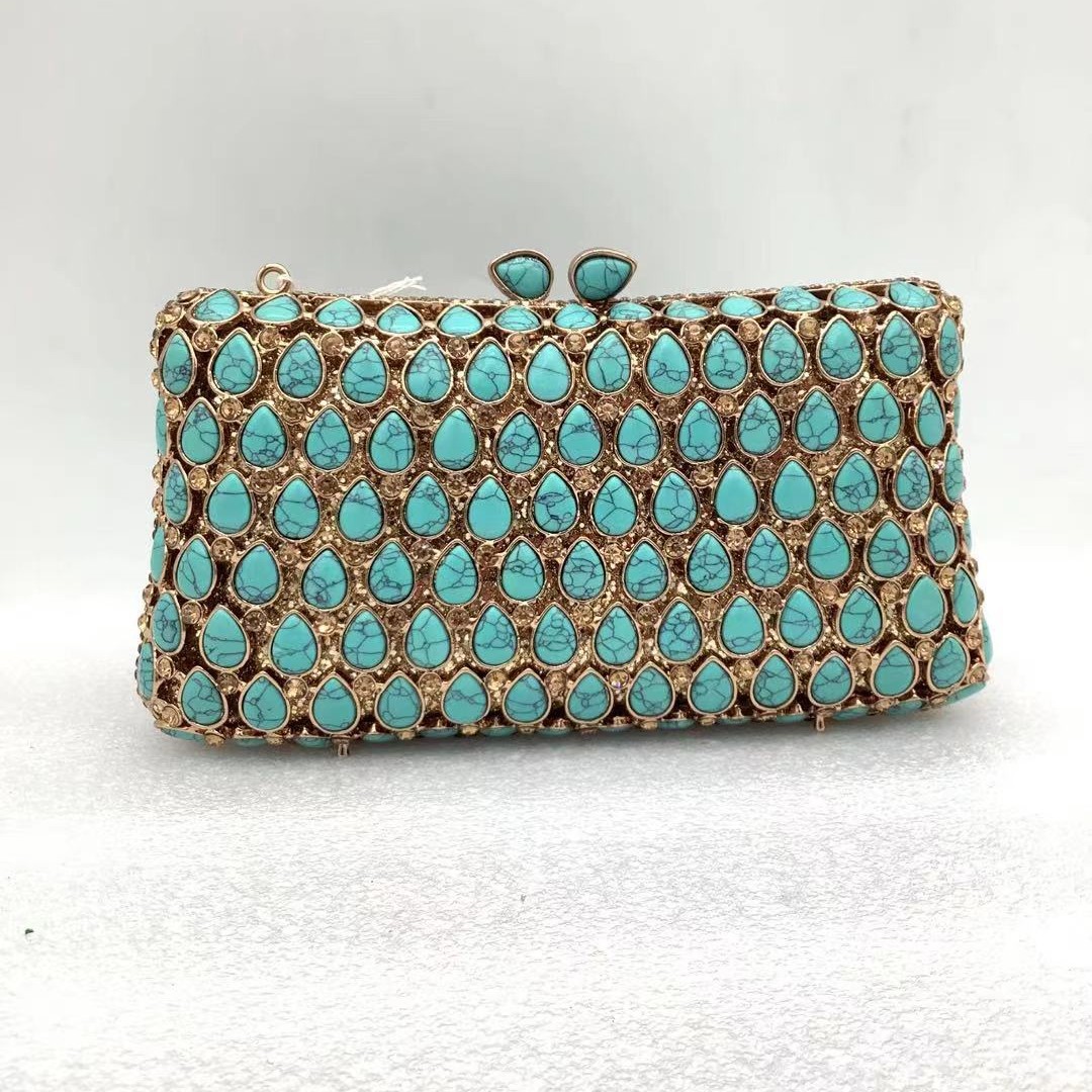 Leatherwork Wallet - Lady Turquoise Evening Clutch Bags For