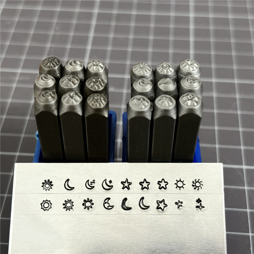 Leather Stamp Set - 9pcs/set Moon Star Sun Design Logo
