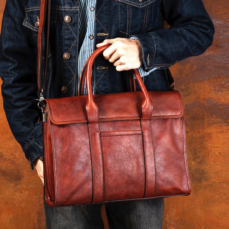 Vegetable tanned leather handb - огляд і ціна Leather Work Bag Men